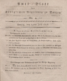 Amts-Blatt der Königlichen Regierung zu Danzig, 25. July 1816, Nr. 4