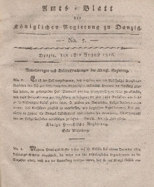 Amts-Blatt der Königlichen Regierung zu Danzig, 1. August 1816, Nr. 5