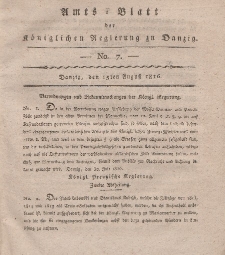 Amts-Blatt der Königlichen Regierung zu Danzig, 15. August 1816, Nr. 7
