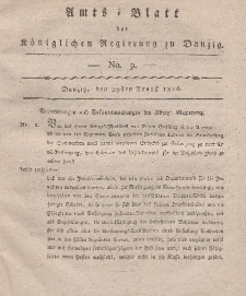 Amts-Blatt der Königlichen Regierung zu Danzig, 29. August 1816, Nr. 9