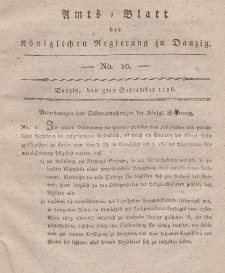 Amts-Blatt der Königlichen Regierung zu Danzig, 5. September 1816, Nr. 10