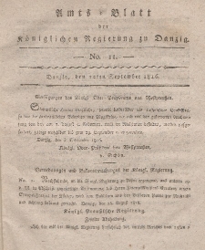 Amts-Blatt der Königlichen Regierung zu Danzig, 12. September 1816, Nr. 11