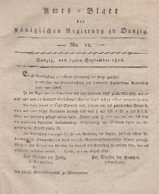 Amts-Blatt der Königlichen Regierung zu Danzig, 19. September 1816, Nr. 12