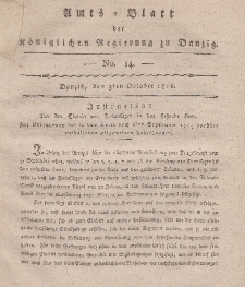 Amts-Blatt der Königlichen Regierung zu Danzig, 3. Oktober 1816, Nr. 14