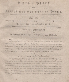 Amts-Blatt der Königlichen Regierung zu Danzig, 17. Oktober 1816, Nr. 16