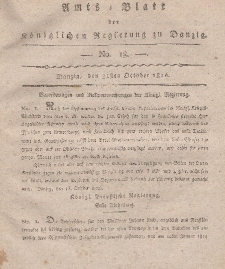 Amts-Blatt der Königlichen Regierung zu Danzig, 31. Oktober 1816, Nr. 18