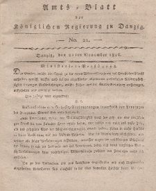 Amts-Blatt der Königlichen Regierung zu Danzig, 21. November 1816, Nr. 21