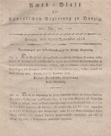 Amts-Blatt der Königlichen Regierung zu Danzig, 28. November 1816, Nr. 22