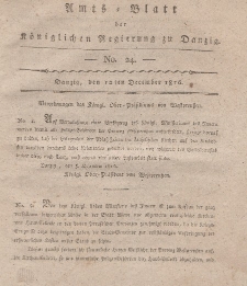 Amts-Blatt der Königlichen Regierung zu Danzig, 12. Dezember 1816, Nr. 24