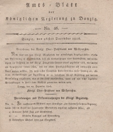 Amts-Blatt der Königlichen Regierung zu Danzig, 26. Dezember 1816, Nr. 26