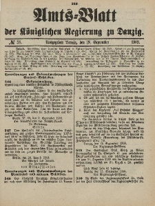 Amts-Blatt der Königlichen Regierung zu Danzig, 19. September 1903, Nr. 38