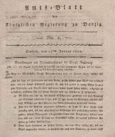 Amts-Blatt der Königlichen Regierung zu Danzig, 13. Januar 1820, Nr. 2