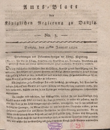 Amts-Blatt der Königlichen Regierung zu Danzig, 20. Januar 1820, Nr. 3
