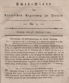 Amts-Blatt der Königlichen Regierung zu Danzig, 3. Februar 1820, Nr. 5