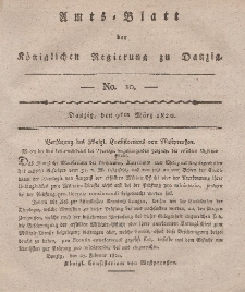Amts-Blatt der Königlichen Regierung zu Danzig, 9. März 1820, Nr. 10