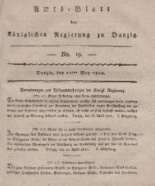 Amts-Blatt der Königlichen Regierung zu Danzig, 11. Mai 1820, Nr. 19