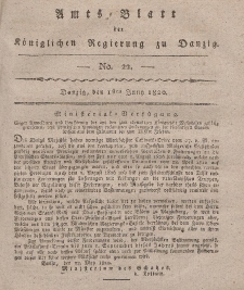 Amts-Blatt der Königlichen Regierung zu Danzig, 1. Juni 1820, Nr. 22