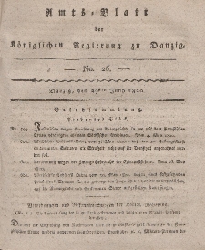 Amts-Blatt der Königlichen Regierung zu Danzig, 29. Juni 1820, Nr. 26
