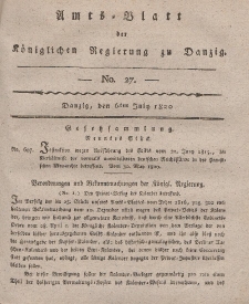 Amts-Blatt der Königlichen Regierung zu Danzig, 6. Juli 1820, Nr. 27