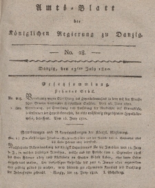 Amts-Blatt der Königlichen Regierung zu Danzig, 13. Juli 1820, Nr. 28