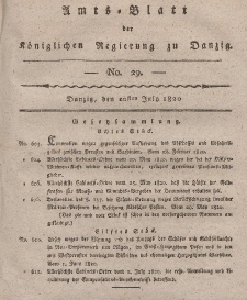 Amts-Blatt der Königlichen Regierung zu Danzig, 20. Juli 1820, Nr. 29