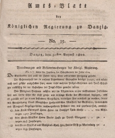 Amts-Blatt der Königlichen Regierung zu Danzig, 31. August 1820, Nr. 35
