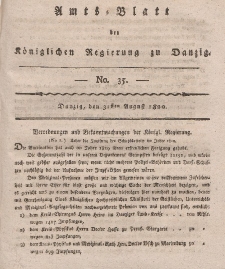 Amts-Blatt der Königlichen Regierung zu Danzig, 31. August 1820, Nr. 35