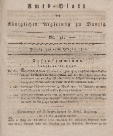 Amts-Blatt der Königlichen Regierung zu Danzig, 12. Oktober 1820, Nr. 41