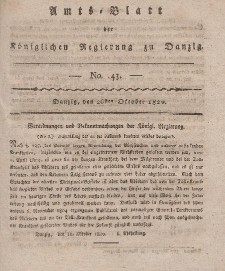 Amts-Blatt der Königlichen Regierung zu Danzig, 26. Oktober 1820, Nr. 43