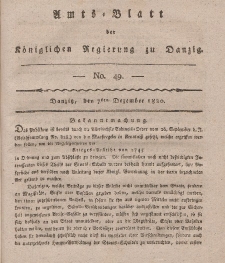 Amts-Blatt der Königlichen Regierung zu Danzig, 7. Dezember 1820, Nr. 49