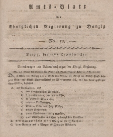 Amts-Blatt der Königlichen Regierung zu Danzig, 14. Dezember 1820, Nr. 50