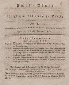Amts-Blatt der Königlichen Regierung zu Danzig, 4. Januar 1821, Nr. 1