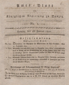 Amts-Blatt der Königlichen Regierung zu Danzig, 4. Januar 1821, Nr. 1