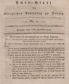 Amts-Blatt der Königlichen Regierung zu Danzig, 13. Januar 1821, Nr. 2