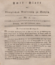 Amts-Blatt der Königlichen Regierung zu Danzig, 15. Februar 1821, Nr. 7
