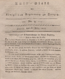 Amts-Blatt der Königlichen Regierung zu Danzig, 1. März 1821, Nr. 9
