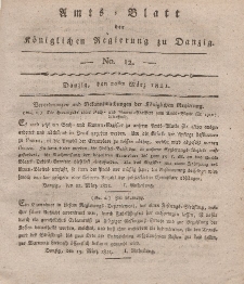 Amts-Blatt der Königlichen Regierung zu Danzig, 22. März 1821, Nr. 12