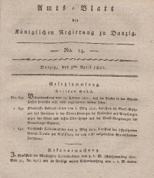 Amts-Blatt der Königlichen Regierung zu Danzig, 5. April 1821, Nr. 14