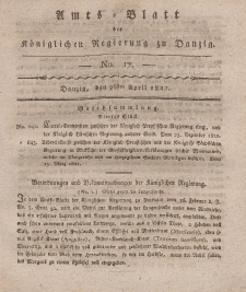 Amts-Blatt der Königlichen Regierung zu Danzig, 26. April 1821, Nr. 17
