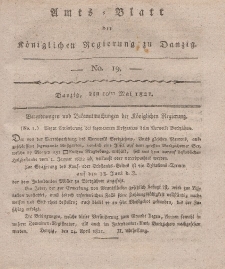 Amts-Blatt der Königlichen Regierung zu Danzig, 10. Mai 1821, Nr. 19