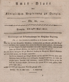Amts-Blatt der Königlichen Regierung zu Danzig, 24. Mai 1821, Nr. 21