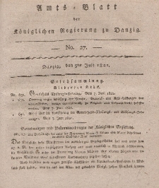 Amts-Blatt der Königlichen Regierung zu Danzig, 7. Juli 1821, Nr. 27