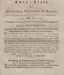 Amts-Blatt der Königlichen Regierung zu Danzig, 2. August 1821, Nr. 31