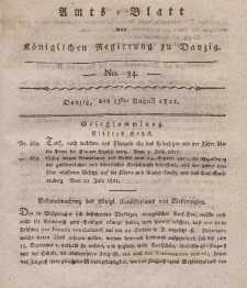 Amts-Blatt der Königlichen Regierung zu Danzig, 23. August 1821, Nr. 34