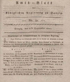 Amts-Blatt der Königlichen Regierung zu Danzig, 27. September 1821, Nr. 39