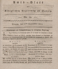Amts-Blatt der Königlichen Regierung zu Danzig, 27. September 1821, Nr. 39