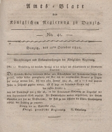 Amts-Blatt der Königlichen Regierung zu Danzig, 11. Oktober 1821, Nr. 41