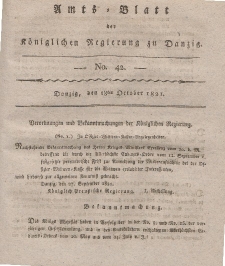 Amts-Blatt der Königlichen Regierung zu Danzig, 18. Oktober 1821, Nr. 42