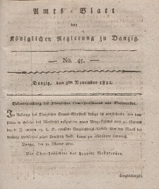 Amts-Blatt der Königlichen Regierung zu Danzig, 8. November 1821, Nr. 45