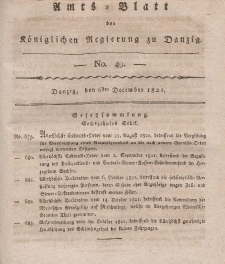 Amts-Blatt der Königlichen Regierung zu Danzig, 6. Dezember 1821, Nr. 49